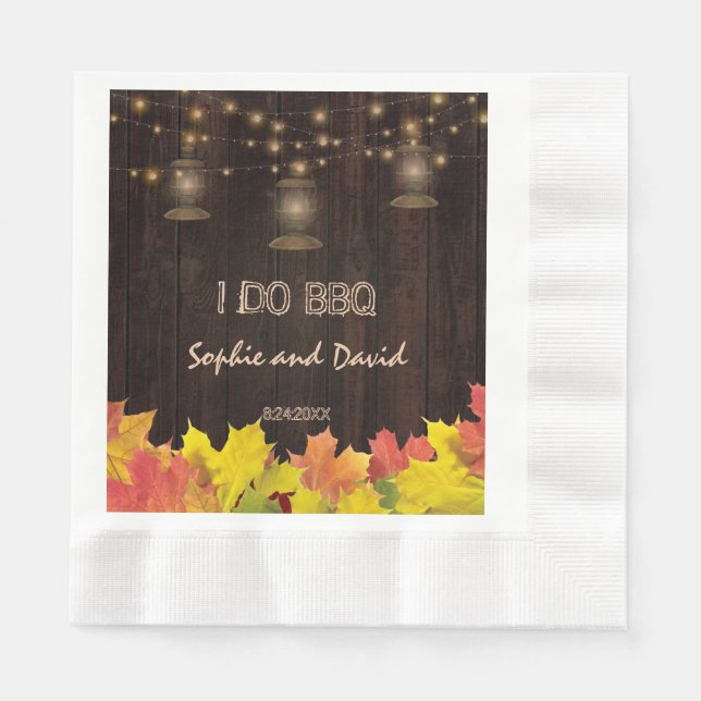 Old Barn Mason Jars String Lights I DO BBQ Napkin (Front)