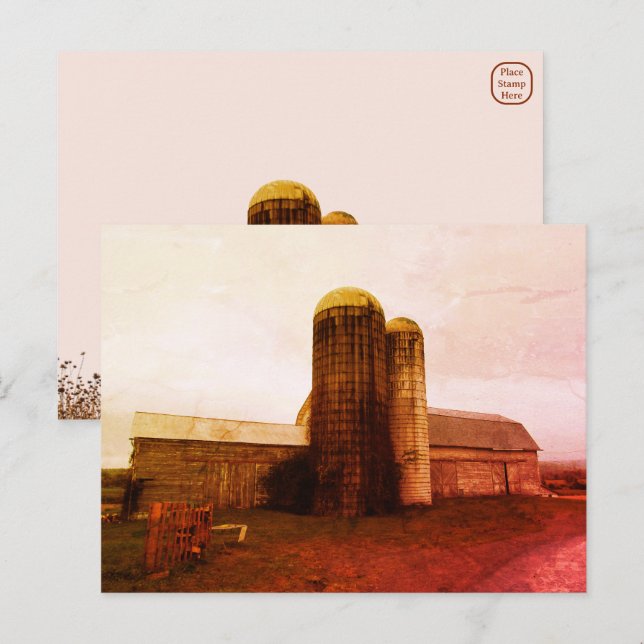 Old Barn: Red Moon Mourning Postcard (Front/Back)