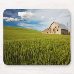 Old Barn Surrounded by Spring Wheat Field 2 Mouse Pad