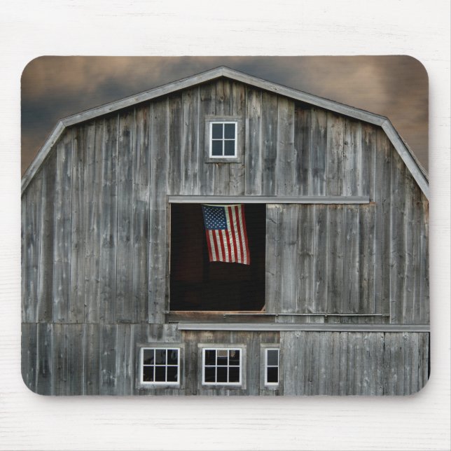 old barn with American flag Mouse Pad (Front)