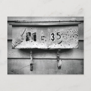 Old Battered Mailbox Weathered Black and White Postcard