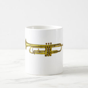 Old battered trumpet coffee mug