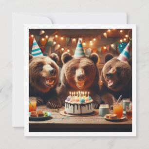 Old bear birthday invitation, Grizzly bears party Invitation