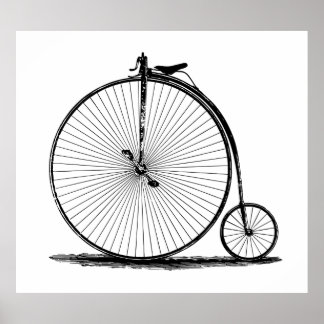 old bicycle |19th century penny farthing l Vintage Poster