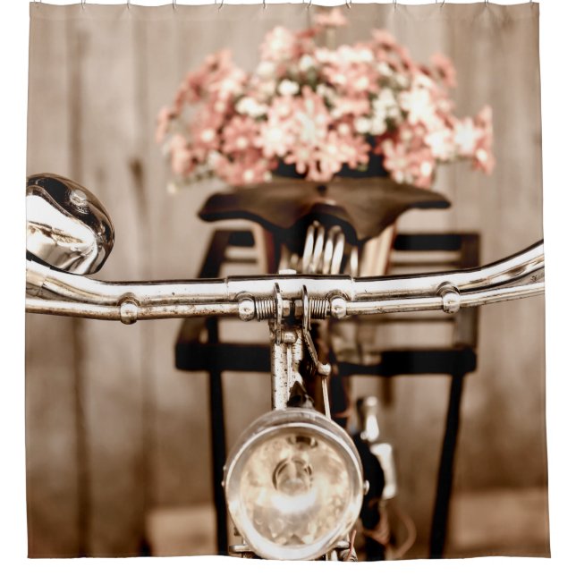 Old bicycle and flowers blur in background process (Front)