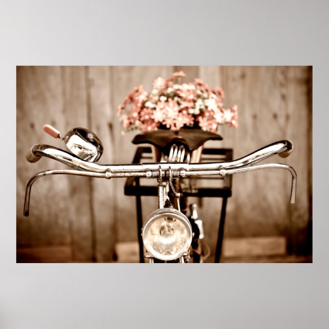 Old bicycle and flowers blur in background process poster (Front)