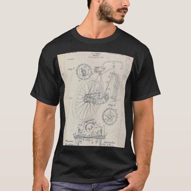 Old Bicycle Patent Drawing Shirt (Front)