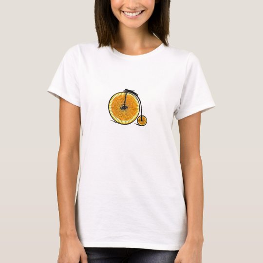 Old bicycle with orange slice wheels tshirt