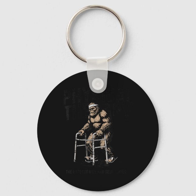 Old Bigfoot Sasquatch Physical Therapy Funny Keychain (Front)