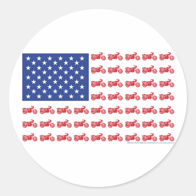 OLD-BIKE-FLAG-2-TEE CLASSIC ROUND STICKER (Front)