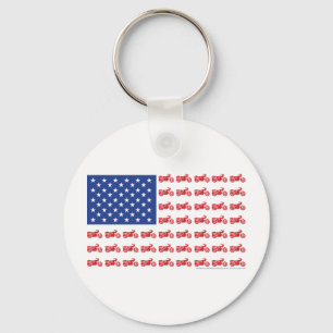 OLD-BIKE-FLAG-2-TEE KEYCHAIN
