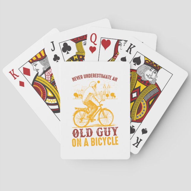 Old Biker Design | Bicycle | never underestimate  Playing Cards (Back)