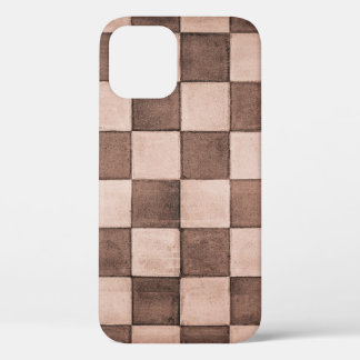 Old black and white tiled stone wall texture backg iPhone 12 case