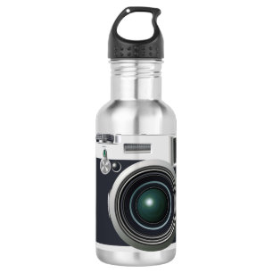 Old black camera 532 ml water bottle