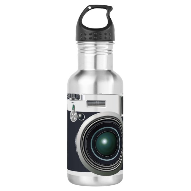 Old black camera 532 ml water bottle (Front)