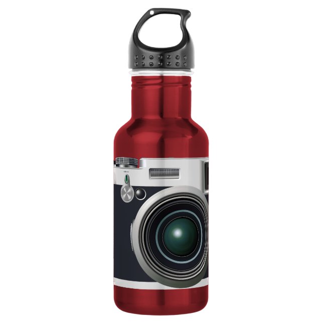Old black camera 532 ml water bottle (Front)