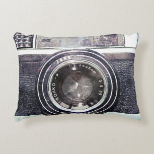 Old black camera decorative pillow