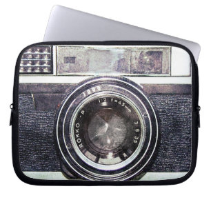 Old black camera laptop sleeve