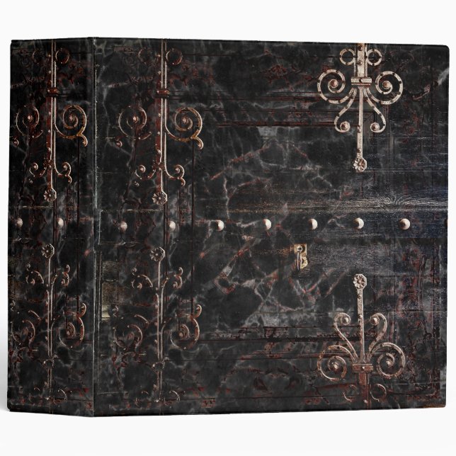 Old Black Faux Leather and Buckle Ancient Tome Binder (Front/Spine)