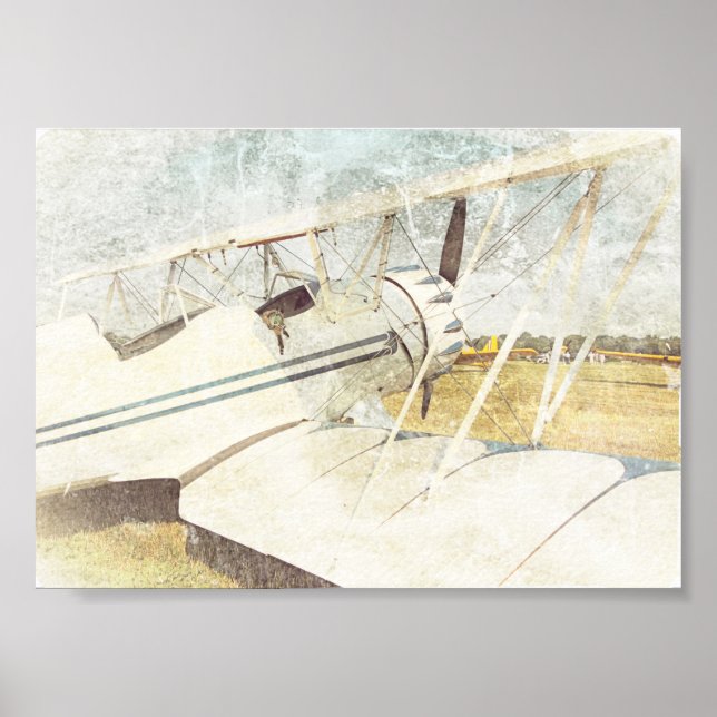 Old Blue Antique Airplane Poster (Front)