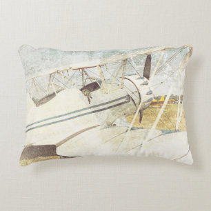 Old Blue Antique Airplane Rectangle Accent Pillow