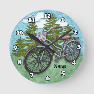 Old Blue Bike Bicycle Round Clock