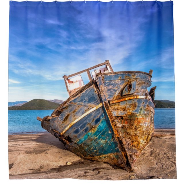 Old Blue Boat by the Seashore (Front)