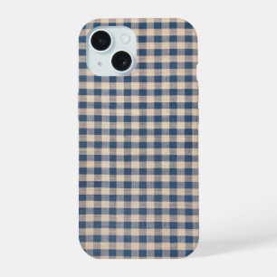 Old Blue Gingham iPhone 15 Case
