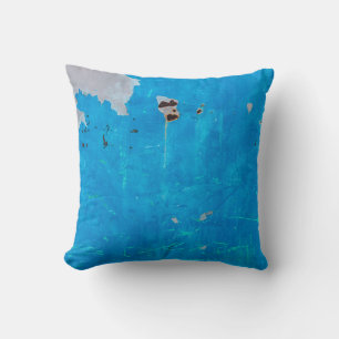 Old blue iron doors rusty texture background.abstr throw pillow