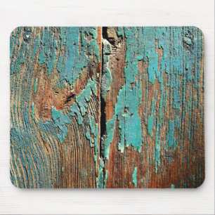 Old blue paint on wood mouse pad