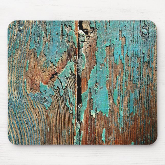 Old blue paint on wood mouse pad (Front)
