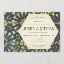 Old Blue Tiles Wedding Invitation