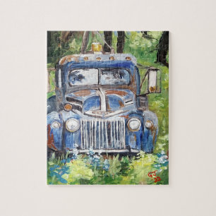 OLD BLUE TOW TRUCK PUZZLE