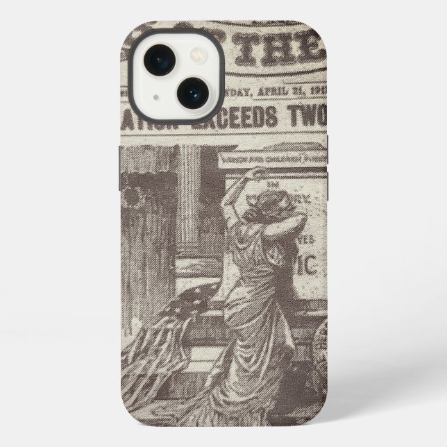 Old Blurry Newspaper Clipping iPhone Case (Back)
