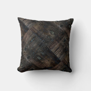 Old boards, old wood, aged wood, wood throw pillow