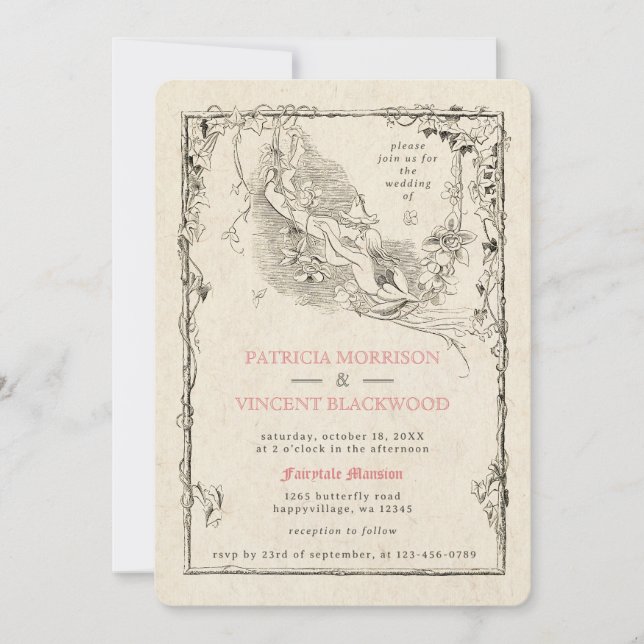 Old Book Fairytale Faire-part de mariage (Devant)