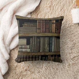 Old Book Library book lovers Throw Pillow