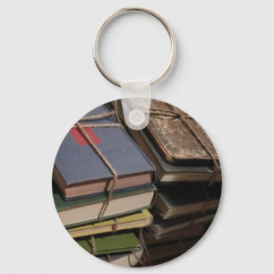 Old book stack keychain