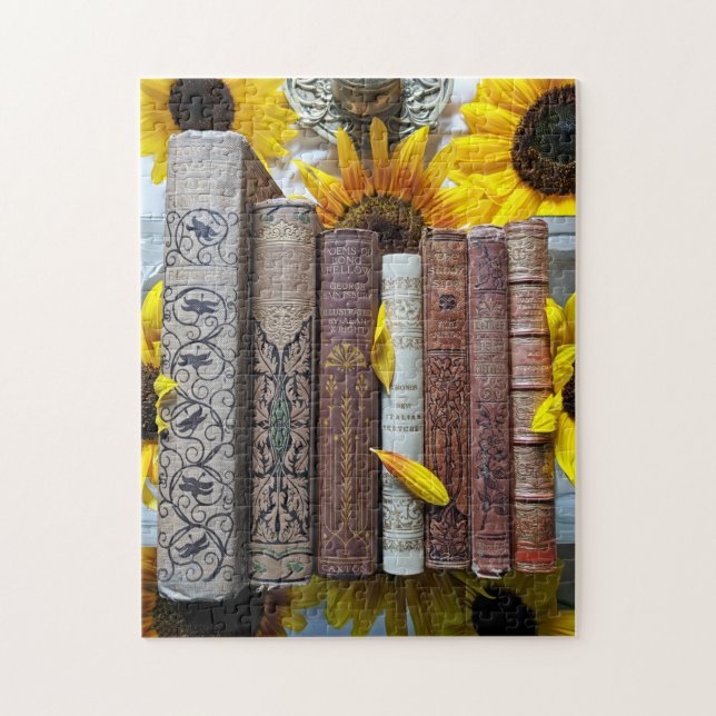 Old Books and Sunflowers Jigsaw Puzzle (Vertical)
