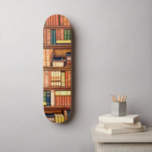 Old Books Library Bookshelf Skateboard