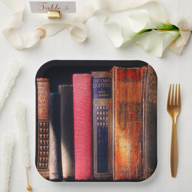 Old Books Paper Plate (Wedding)