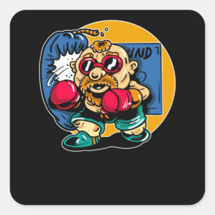 Old Boxer Square Sticker