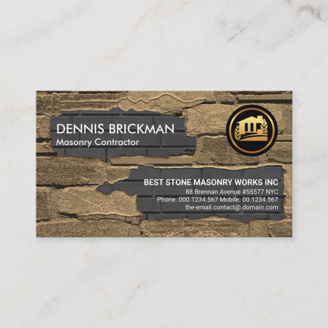 Old Brick Wall New Brick Laying Construction Business Card (Front)