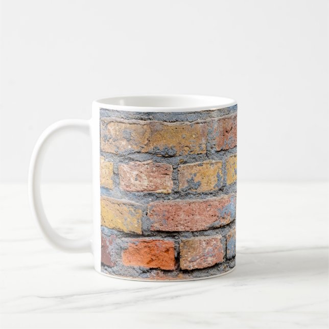 Old brick wall texture backgroundarchitecture, bac coffee mug (Left)