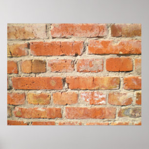 Old brick wall with peeling cladding poster