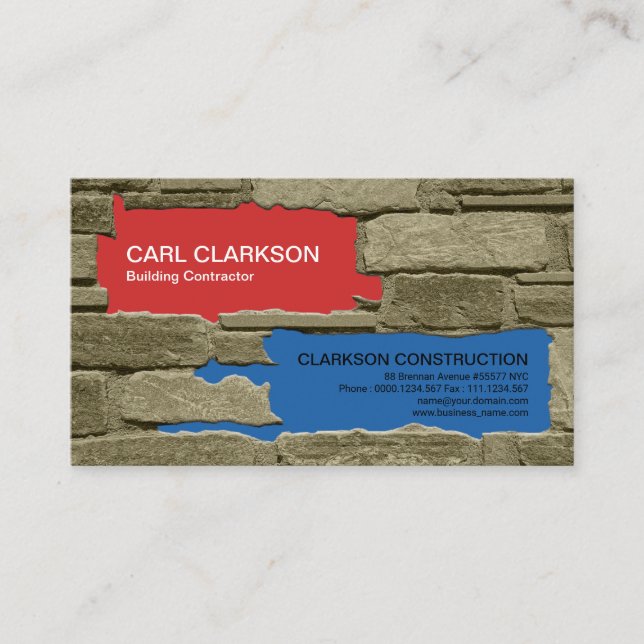 Old Brick Work Colourful Plaster Painting Business Card (Front)