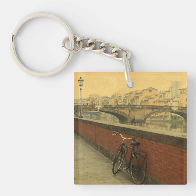 Old Bridge in Florence Italy Keychain – Vintage  (Front)