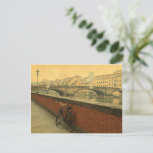 Old bridge in Florence, Italy. Vintage photo Postcard