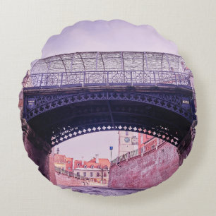 Old bridge, medieval bridgeantique, arch, archite round pillow