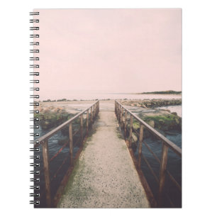 Old bridge with rusty metal rails near sea port. V Notebook